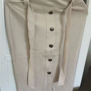 Marc New York Cream Midi Pencil Skirt with Tie Front